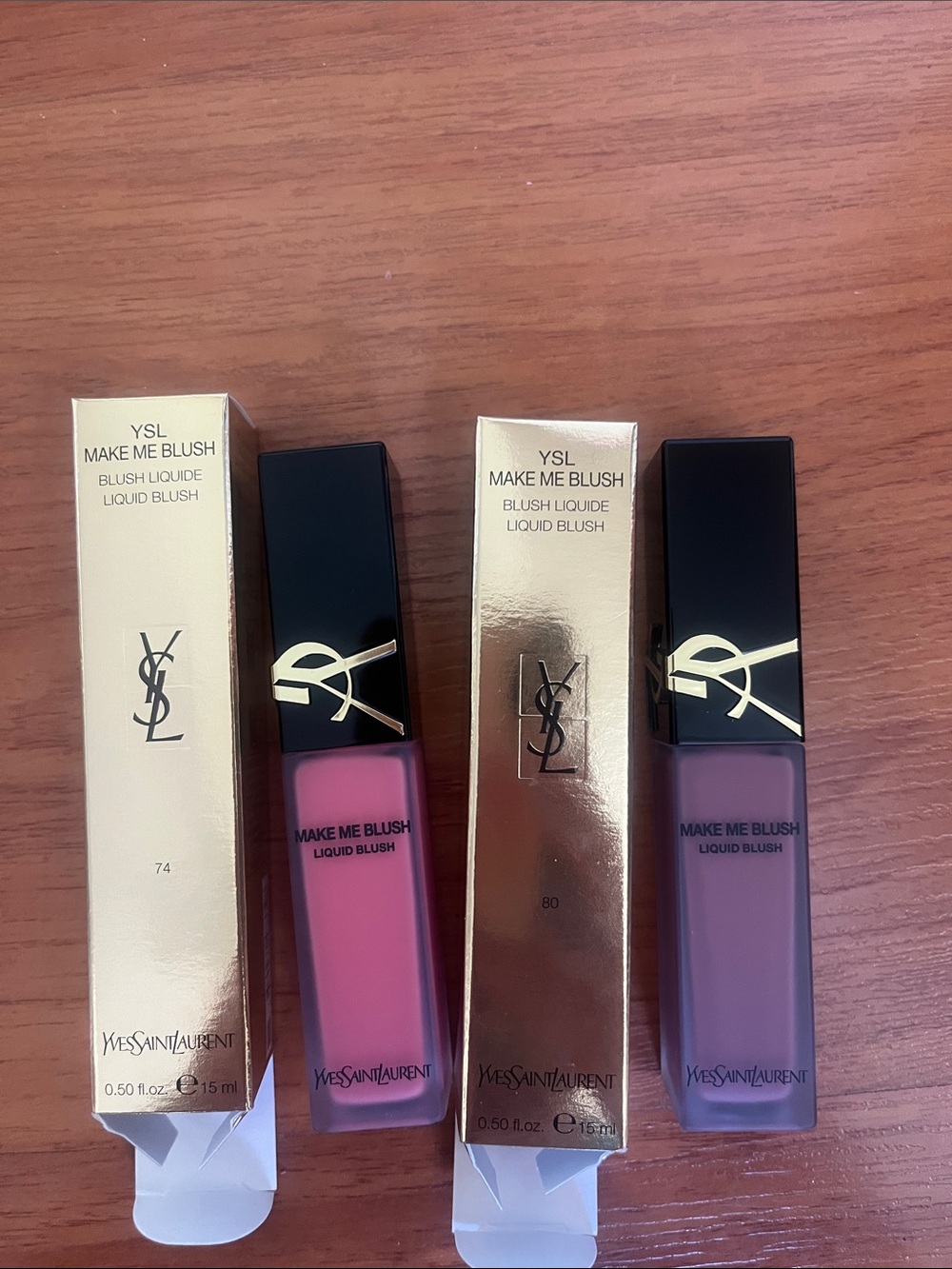 2 YSL Make Me Blush Blurring Liquid Blush — in Fig Fantasy 80 & Hibiscus Heat 74